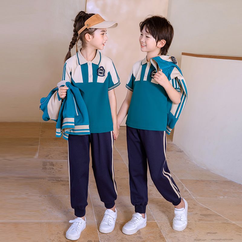 Leisure sports suite closed zipper jogging uniform set 2 skirt and shirt suitable for primary school students first grade