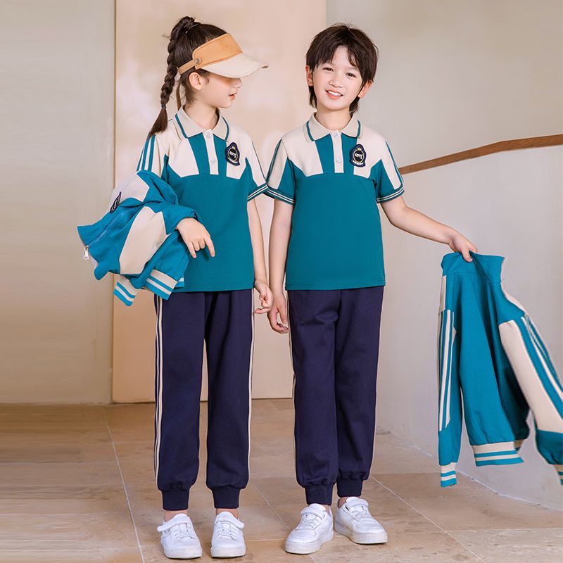 Leisure sports suite closed zipper jogging uniform set 2 skirt and shirt suitable for primary school students first grade