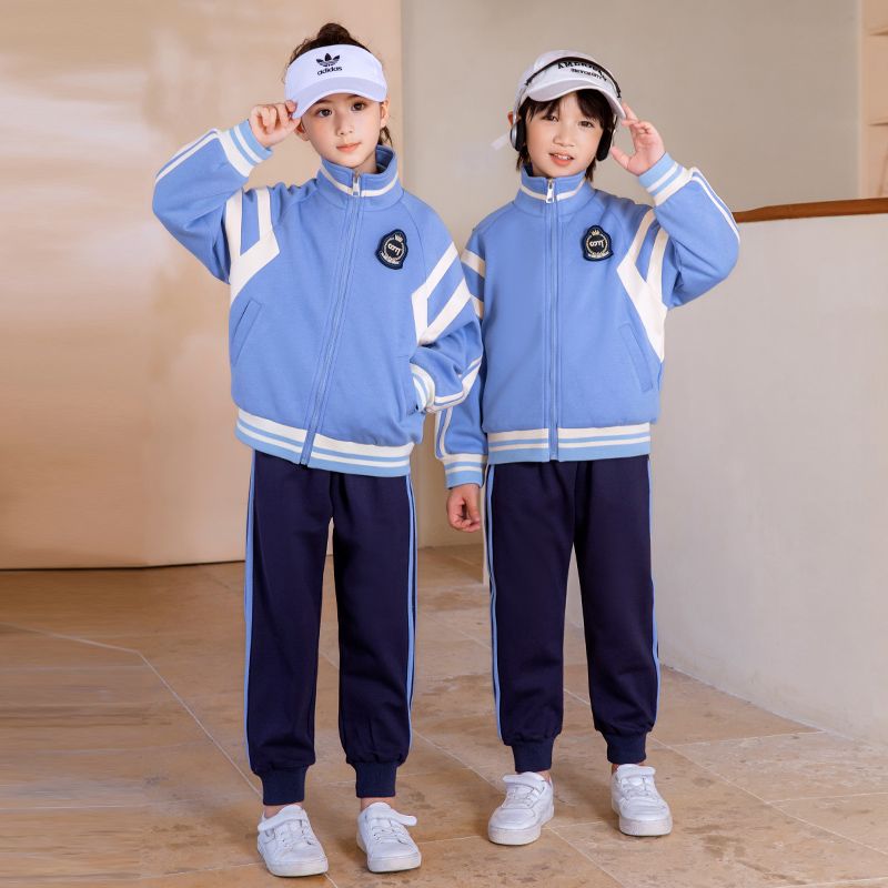 Leisure sports suite closed zipper jogging uniform set 2 skirt shirts suitable for primary school students 4 grades