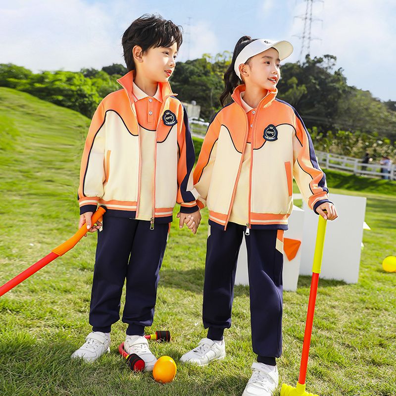 Leisure sports suite closed zipper jogging uniform set 2 skirt shirts suitable for elementary school students fifth grade