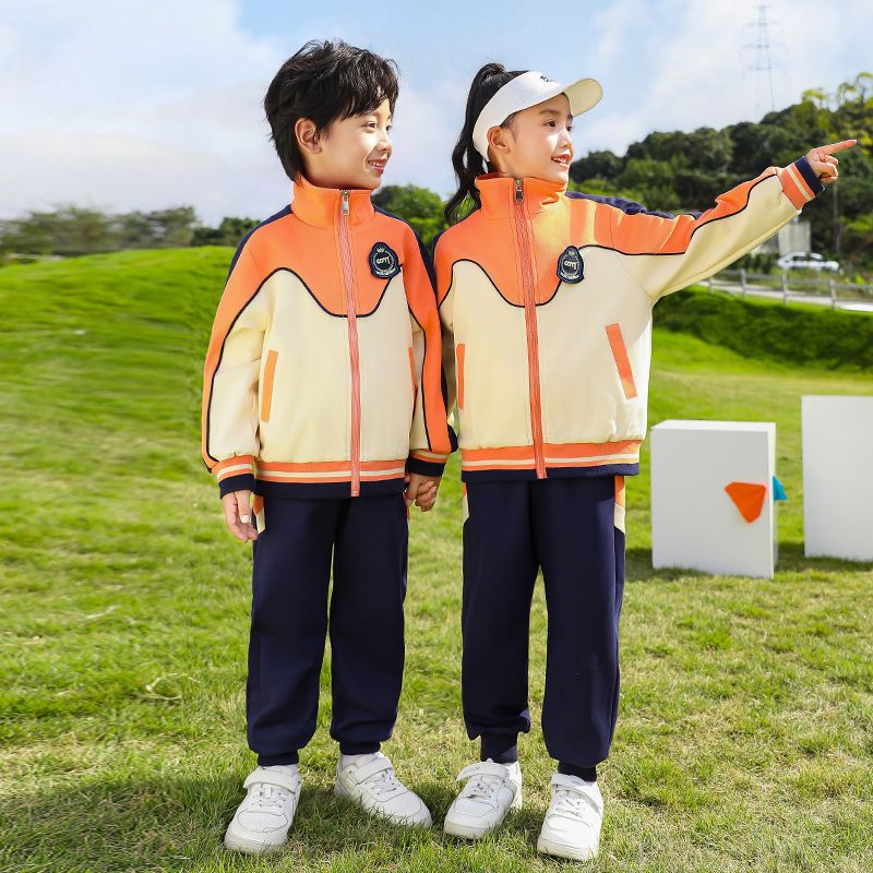 Leisure sports suite closed zipper jogging uniform set 2 skirt shirts suitable for elementary school students fifth grade