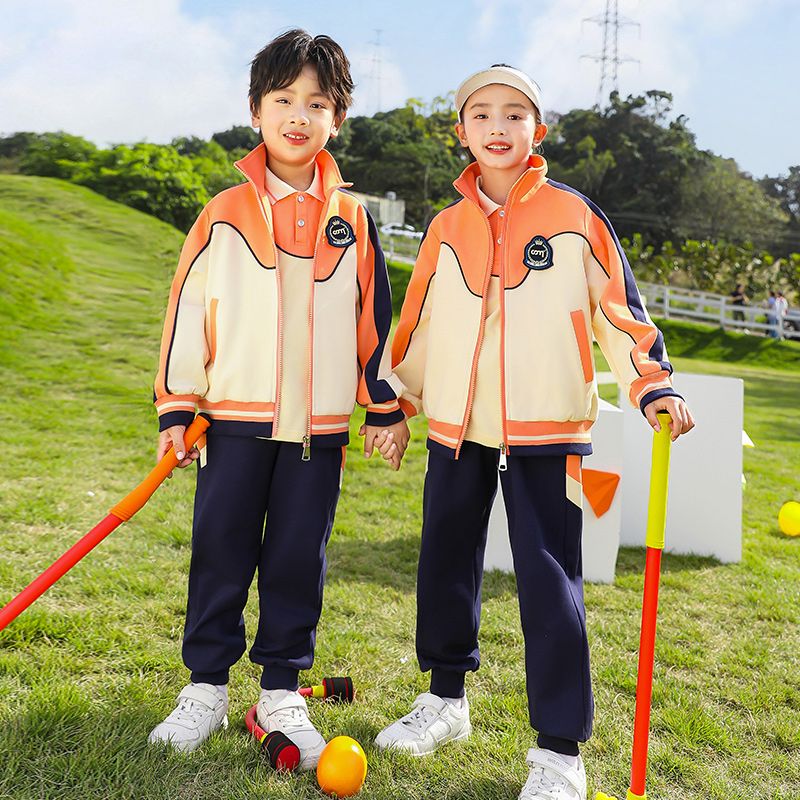 Leisure sports suite closed zipper jogging uniform set 2 skirt and shirt suitable for children first grade