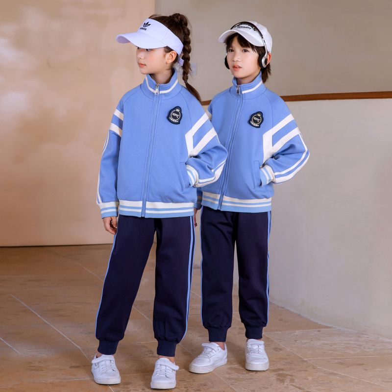 Leisure sports suite closed zipper jogging uniform set 2 skirt shirts suitable for children second grade