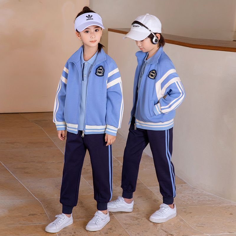 Leisure sports suite closed zipper jogging uniform set 2 skirt shirts suitable for children second grade