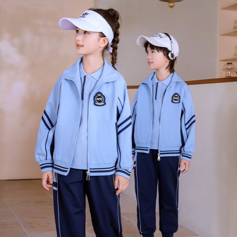 Leisure sports suite closed zipper jogging uniform set 2 skirt shirts suitable for children's fourth grade