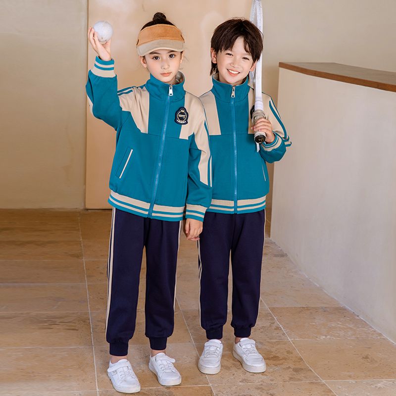 Leisure sports suite closed zipper jogging uniform set 2 skirt shirts suitable for children's fifth grade