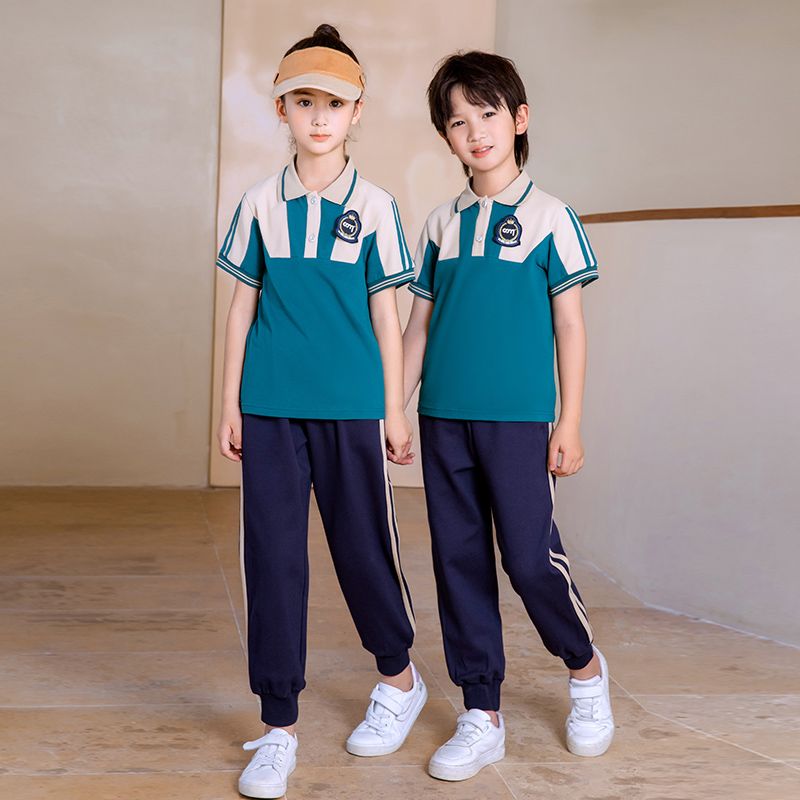 Leisure sports suite closed zipper jogging uniform set 2 skirt shirts suitable for children's fifth grade