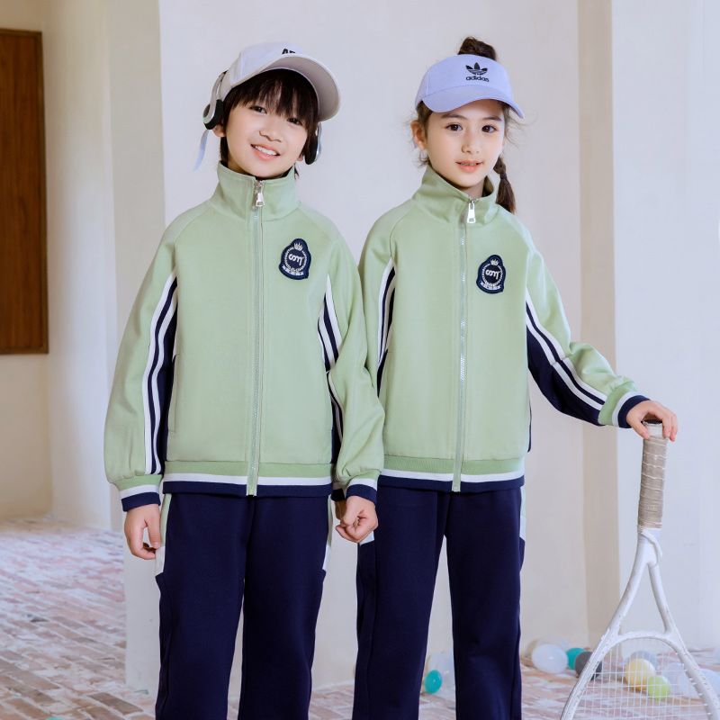 Leisure sports suite closed zipper jogging uniform set 2 skirt shirts suitable for children's sixth grade