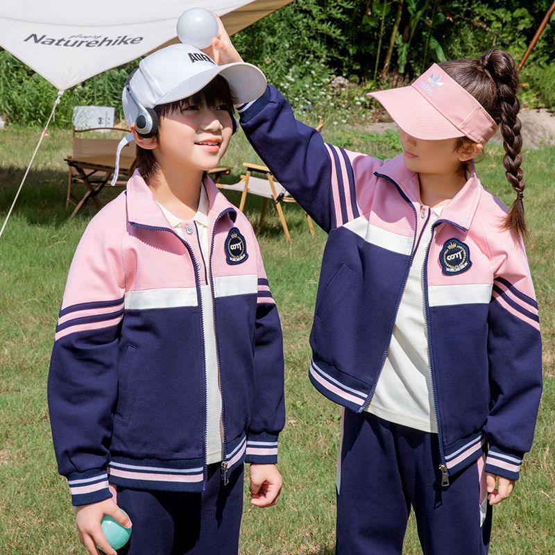 Leisure sports suite closed zipper jogging uniform set 2 skirt shirts suitable for children's class clothes fourth grade