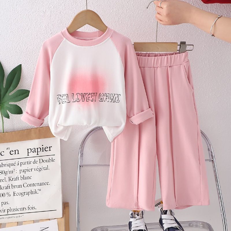 2024 Spring Autumn New Girls Casual Cute Sportswear Two Piece Long-sleeved trousers kids Clothing Sets