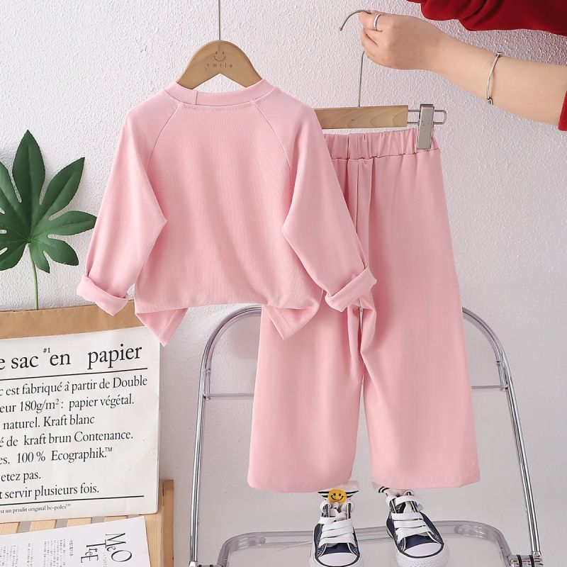 2024 Spring Autumn New Girls Casual Cute Sportswear Two Piece Long-sleeved trousers kids Clothing Sets