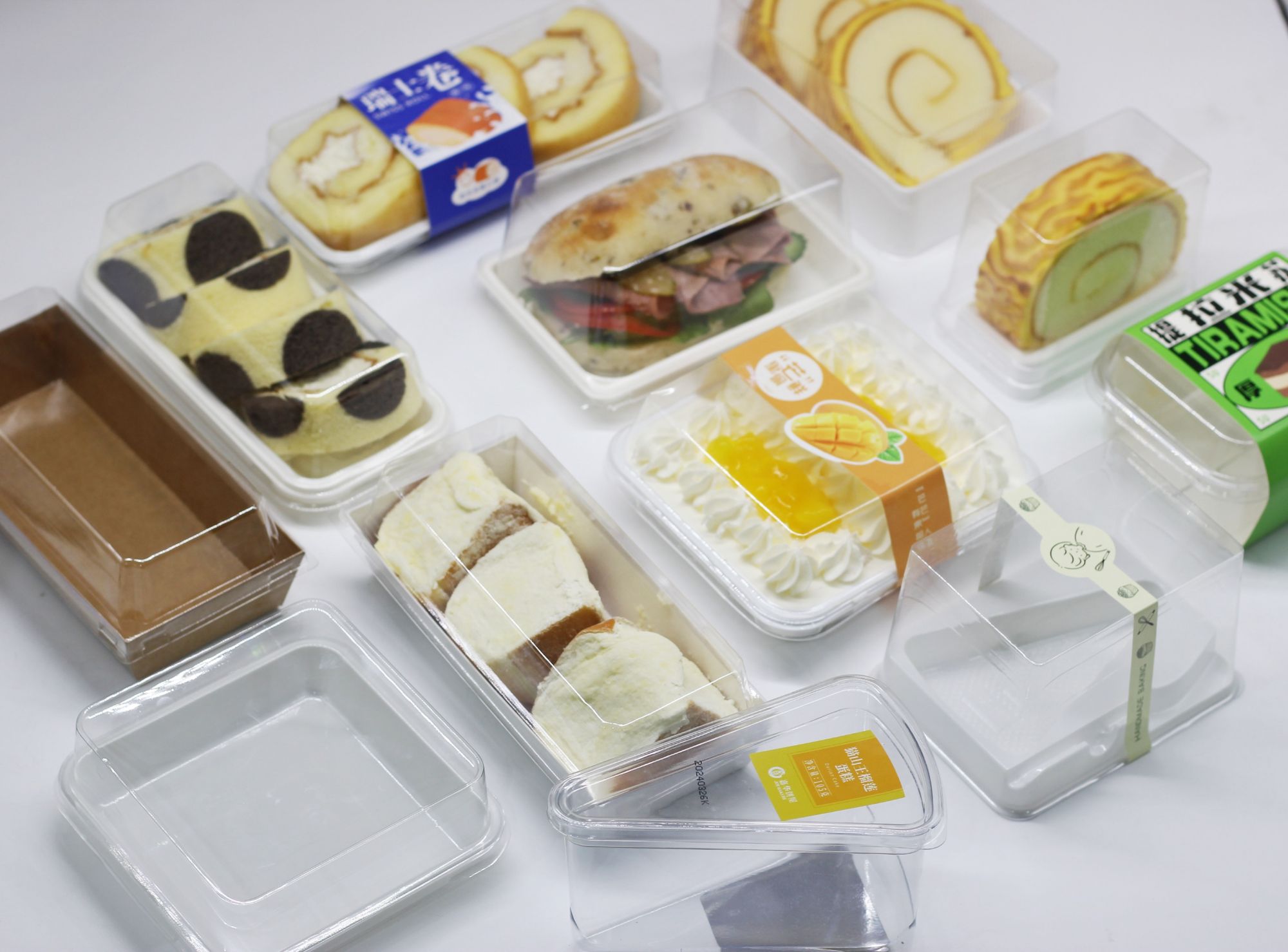 Charcuterie Boxes with Clear Lid Pastry Boxesfor double Cake Slice Cake roll Dessert to Go Containers