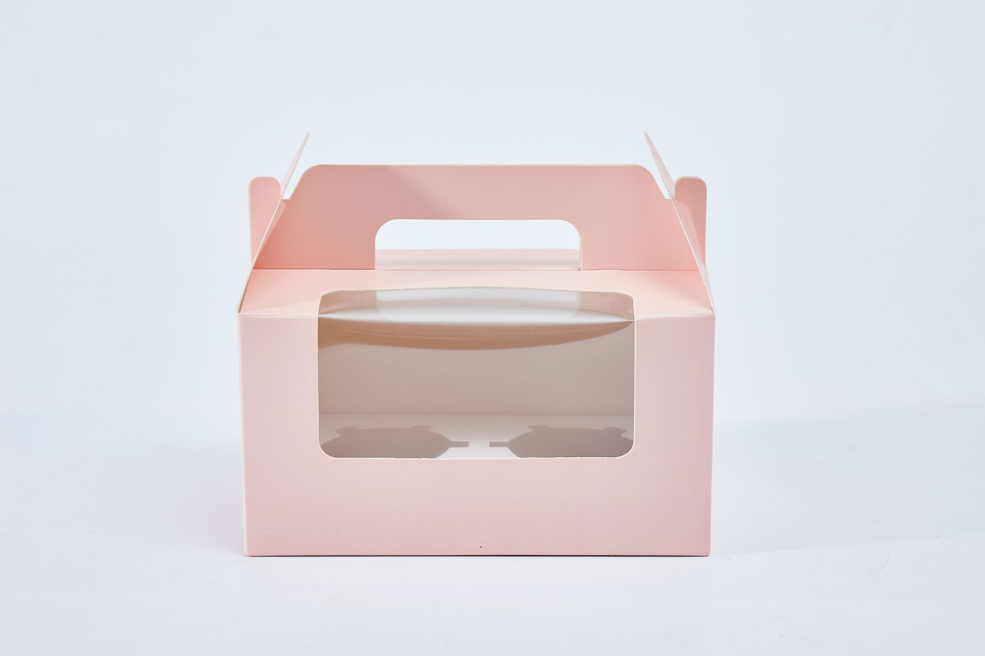 Cupcake Box Two Holder Pink 2 Muffin Boxes with Insert Handle and Window