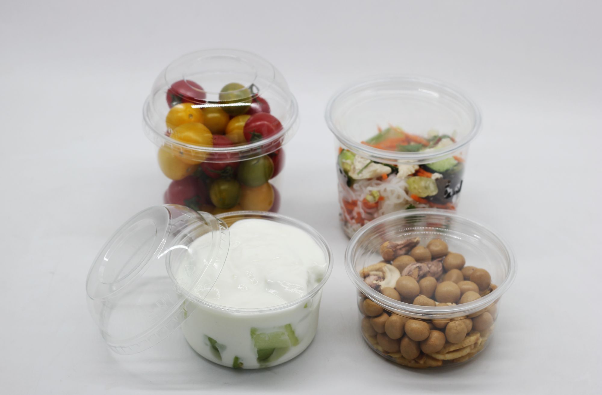 16oz Clear Disposable Cups 580ml Plastic Bowls with lid for Fruits Yoghurt Salad Smoothie Nuts Dessert