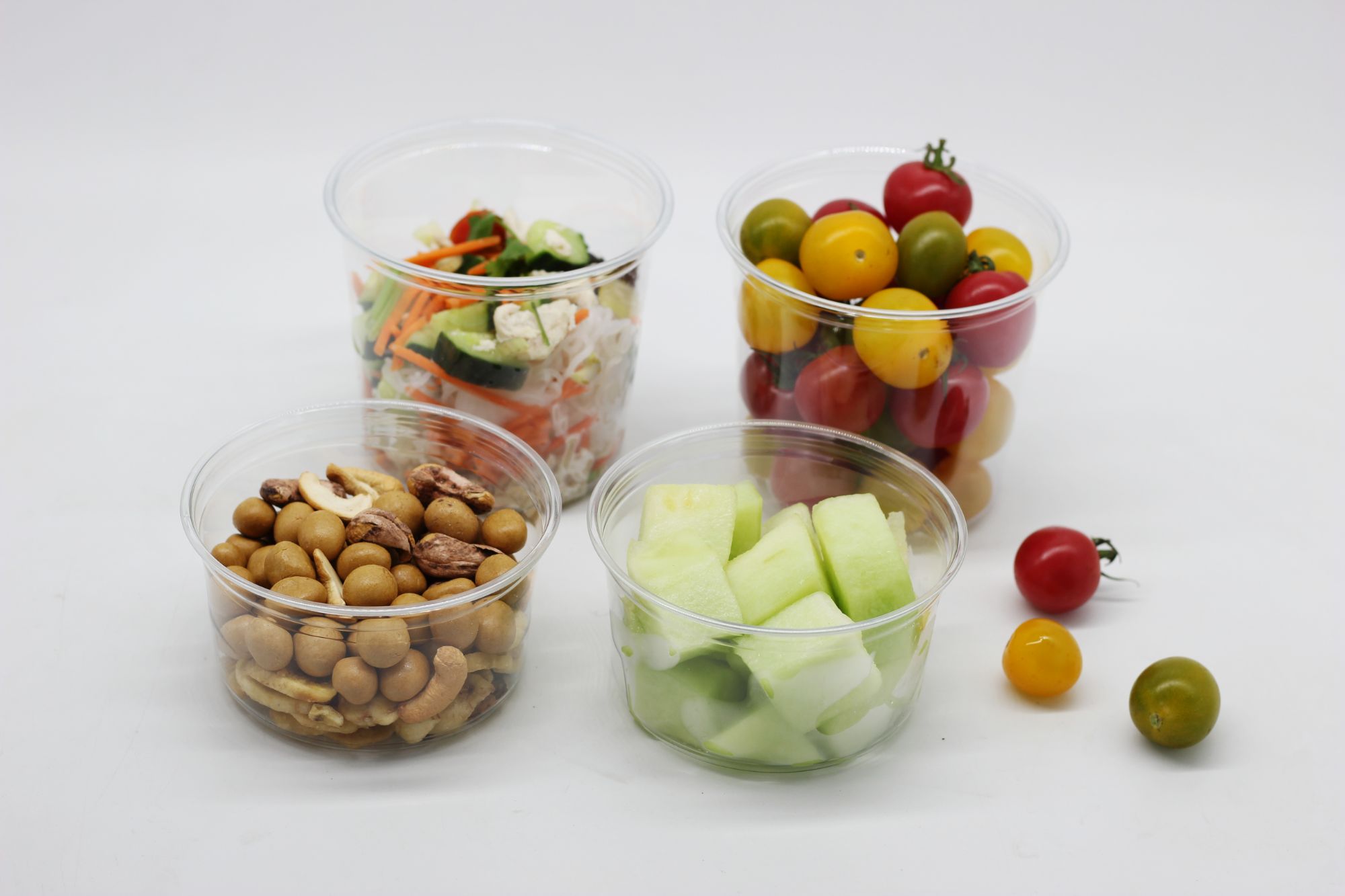 16oz Clear Disposable Cups 580ml Plastic Bowls with lid for Fruits Yoghurt Salad Smoothie Nuts Dessert