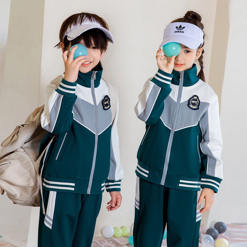 Leisure sports suite closed zipper jogging uniform set 2 skirt shirts suitable for elementary school students' second grade