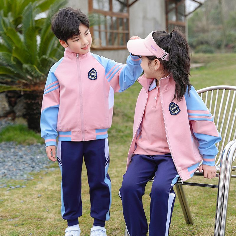 Leisure activity track set The complete zipper sports jogging uniform set sports 2 pieces are suitable for children's class unif