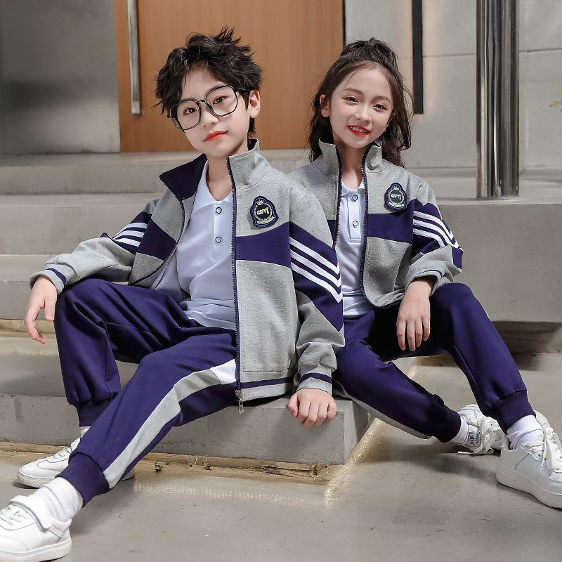 Leisure activity track set The complete zipper sports jogging uniform set sports 2 pieces are suitable for fifth grade service