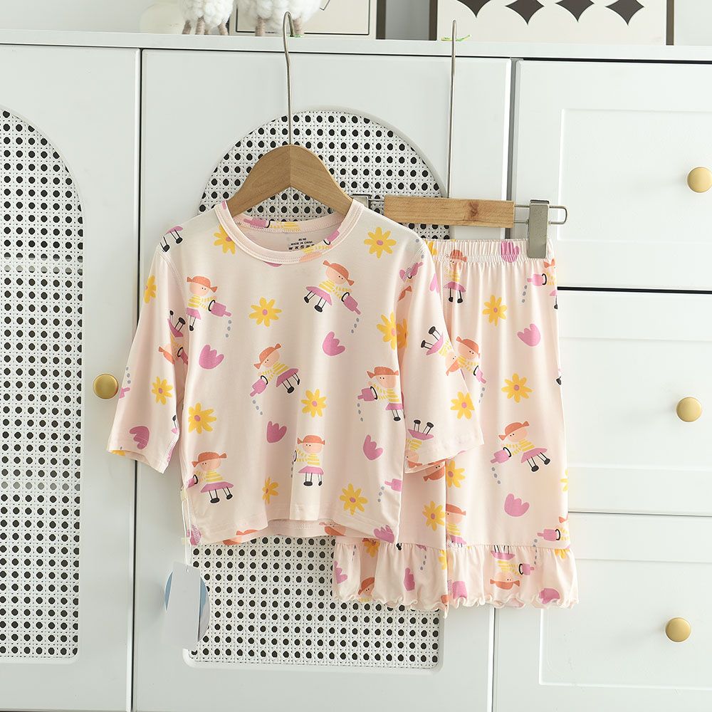 100% Cotton Cartoon Printed 2 Pieces Long Sleeve Pajamas Boy And Girls 1-9y Wholesale Pajamas For Children Kids Sleepwear Set