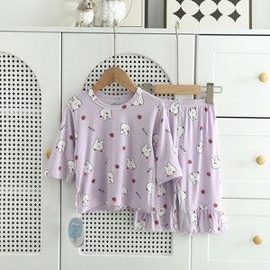 Manufacturer Wholesale Newborn Baby Kids 100% Cotton Home Korean Warm Kids Pajamas Set Girls