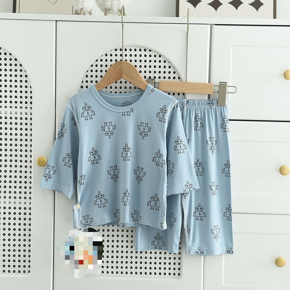 Summer Boys Pajamas Night Wear Mid- Sleeve Pjs Two Piece Kids Pyjamas Little Girls Pajamas Set