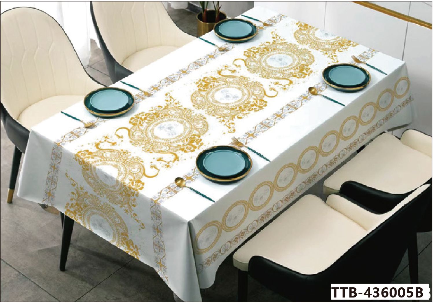 Vintage Simple Table Cloth Printing Waterproof Polyester Custom Printed Rectangle Table Cloth