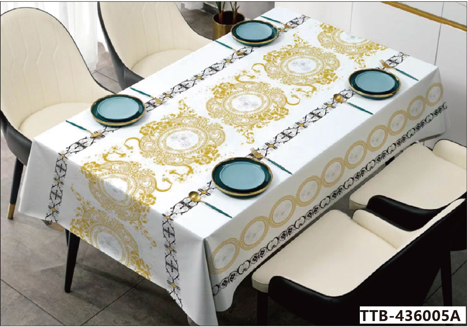 Vintage Simple Table Cloth Printing Waterproof Polyester Custom Printed Rectangle Table Cloth