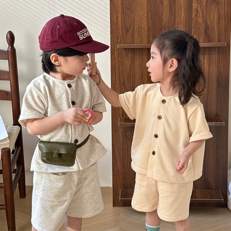 Children's summer sports set Korean version boys' loose summer clothes 2024 new girls' casual short sleeved baby clothes