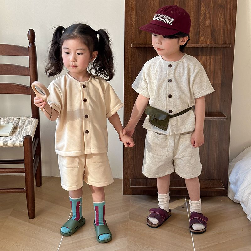 Children's summer sports set Korean version boys' loose summer clothes 2024 new girls' casual short sleeved baby clothes