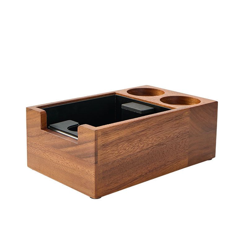 Barista Espresso Accessories Coffee Grounds Wood Handle Stainless Steel Black Drawer Knock Box