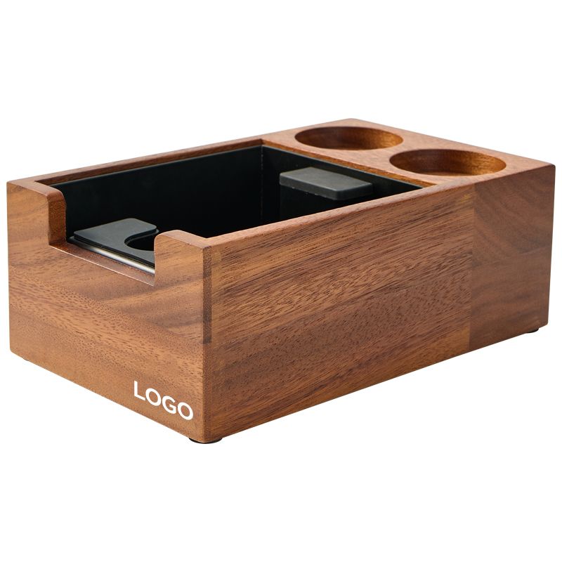 Barista Espresso Accessories Coffee Grounds Wood Handle Stainless Steel Black Drawer Knock Box