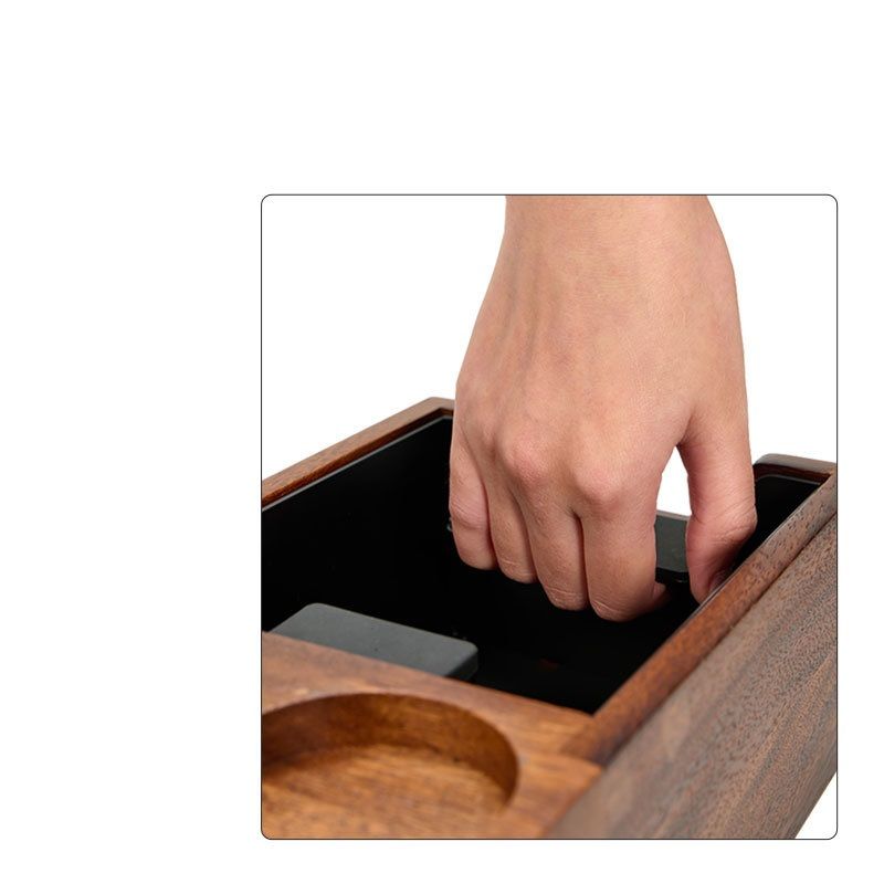 Barista Espresso Accessories Coffee Grounds Wood Handle Stainless Steel Black Drawer Knock Box