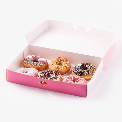 Custom Size Logo Printing Folding Flat Cardboard Luxury Pastry Bread Cake Macaron Bakery Donut Packaging Paper Box