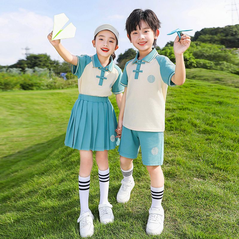 Leisure activity tracked set of complete zipper sports jogging uniform set sports 2 pieces of third grade primary school student