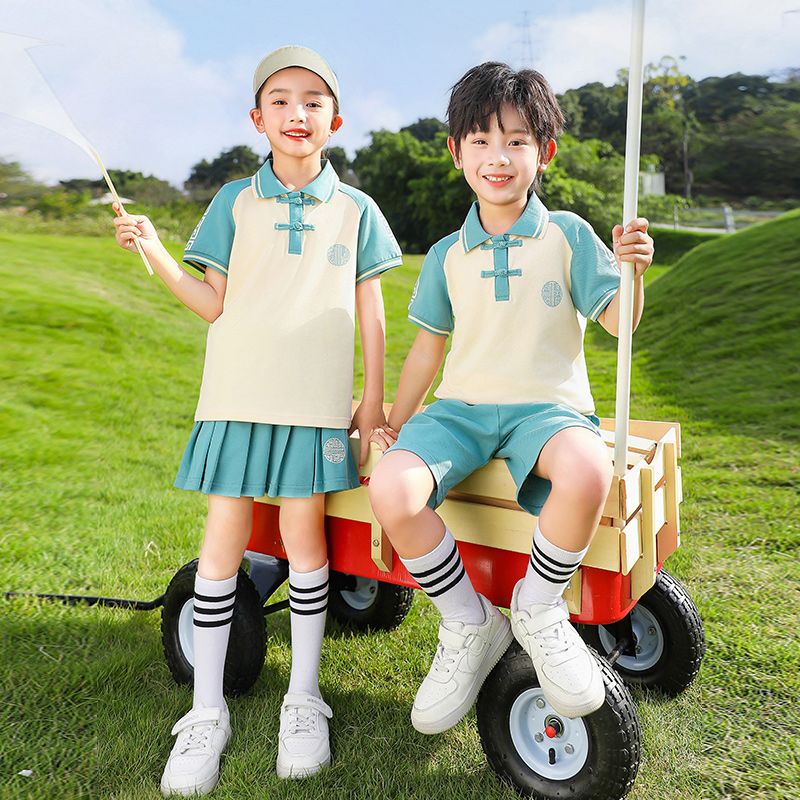 Leisure activity tracked set of complete zipper sports jogging uniform set sports 2 pieces of third grade primary school student