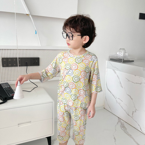 Summer Girls Children's Pajamas Cartoon Comfortable boys and girls Sleepwear half sleeve suit with Wholesale Price