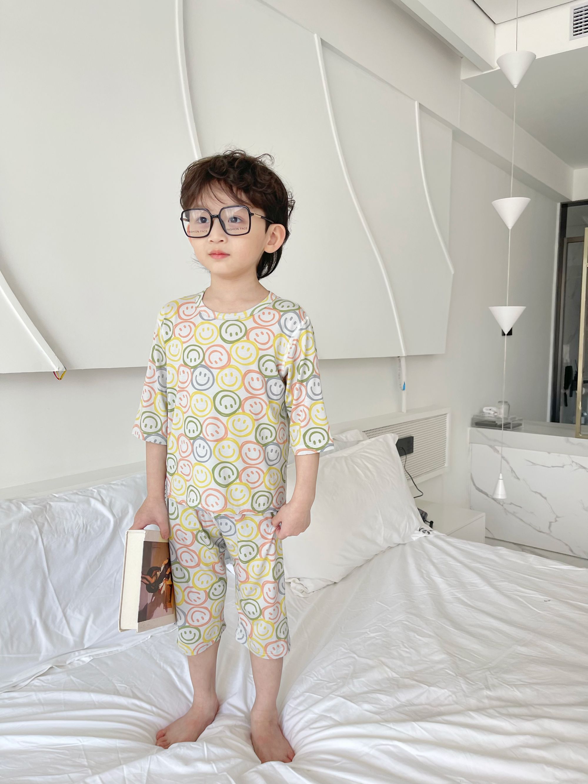 Summer Girls Children's Pajamas Cartoon Comfortable boys and girls Sleepwear half sleeve suit with Wholesale Price