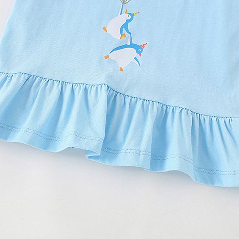 Girls' Light Blue Short-Sleeve T-Shirt - Wholesale Children's Summer Clothing, European and American Style Kids' Top