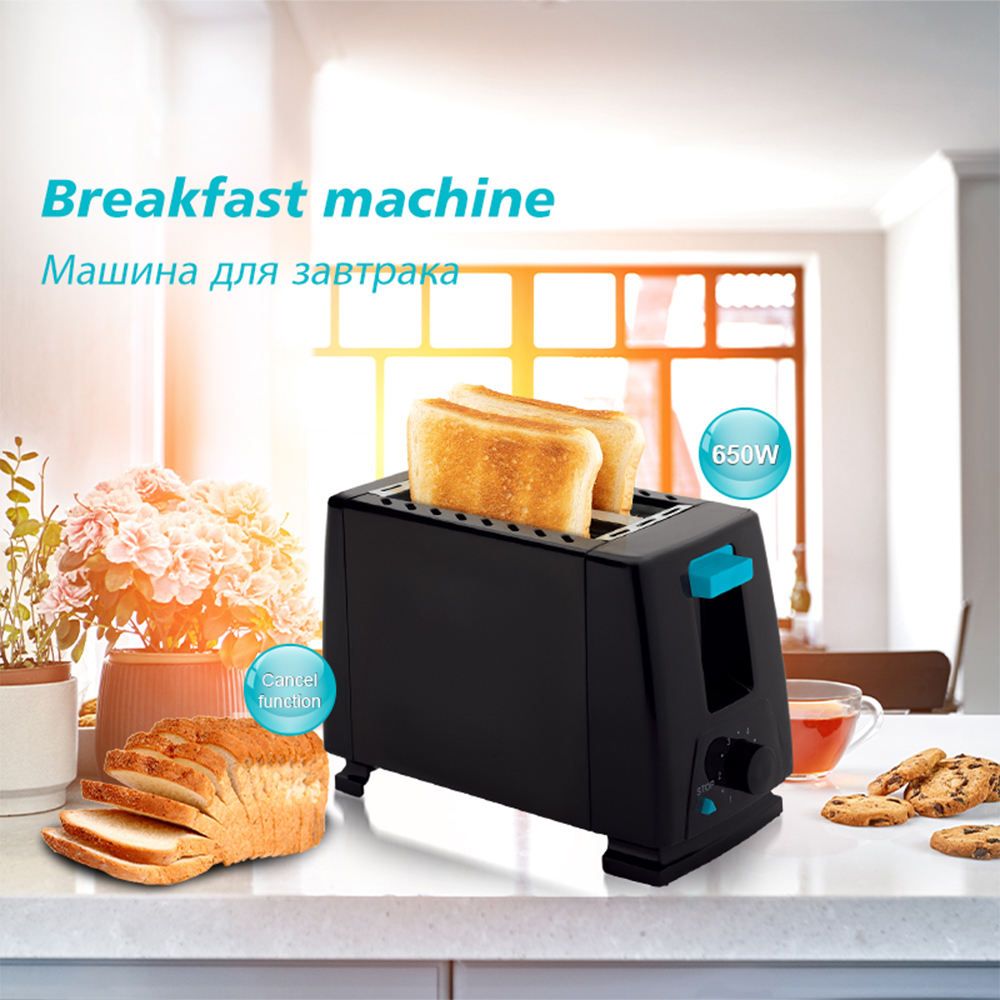 QLT-298A 2 Slice Toaster Metal Body Auto Pop Up and Stop Button