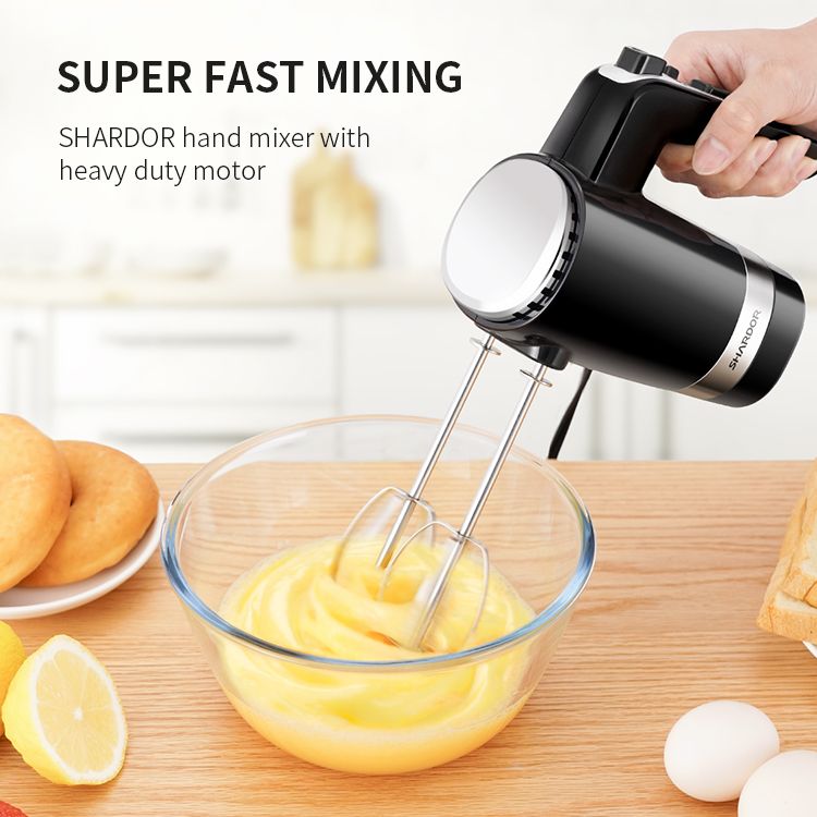 250W 5 Speed Electric Hand Blender Self-Stora Base Food Mixer