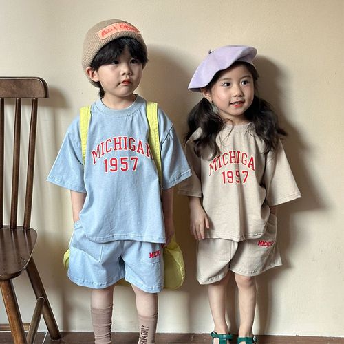 Children's summer sports suit, boys' pure cotton loose fitting clothes, baby 2024 new style, girls' casual short sleeved summer