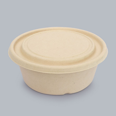 1300ml large capacity bowl disposable environmentally friendly lunch box original wood color biodegradable Factory wholesale