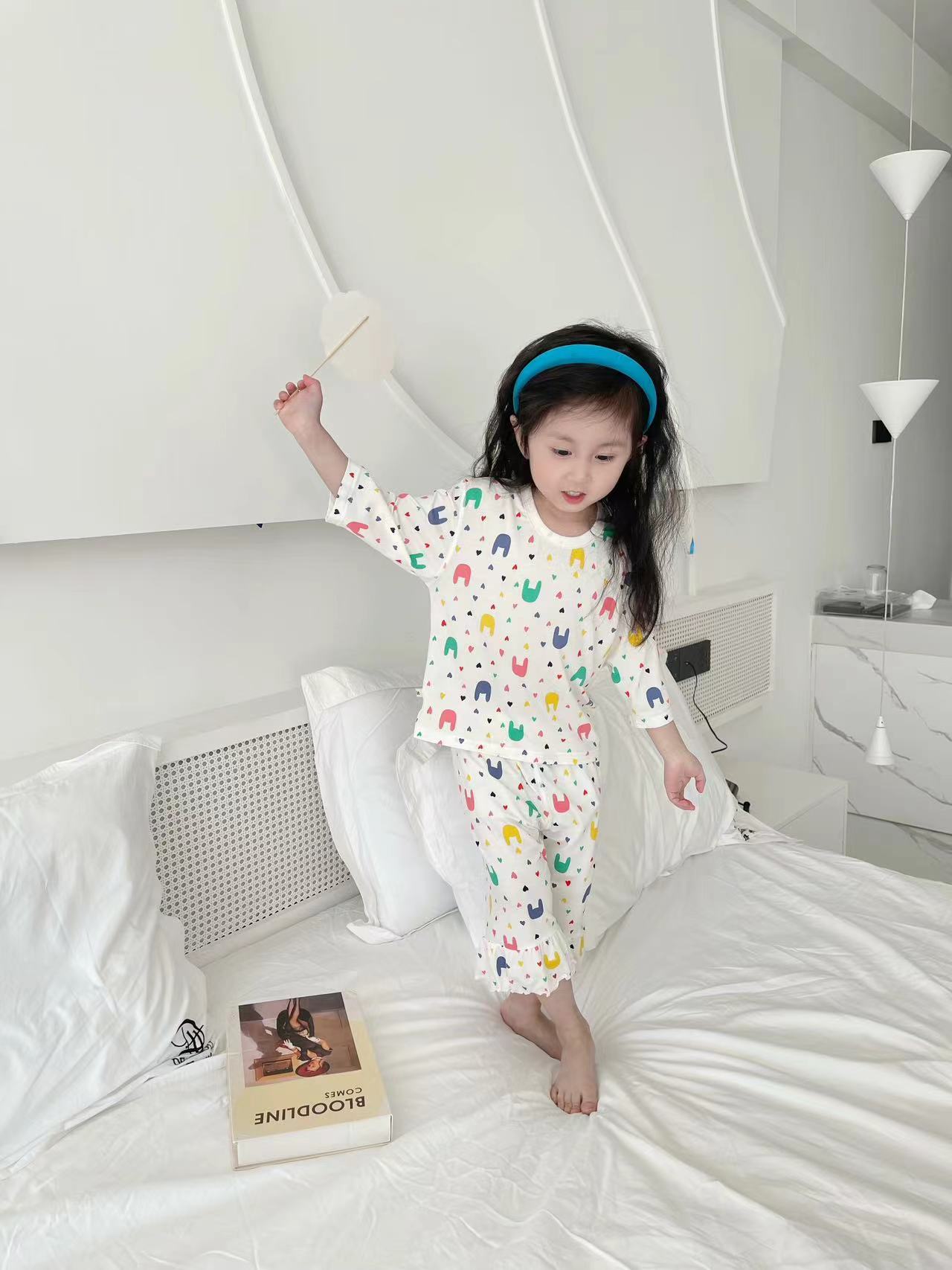 Girls Pajamas Set Summer half Sleeve Children's Sleepwear Set Boy Pajamas Sets for Kids homewear