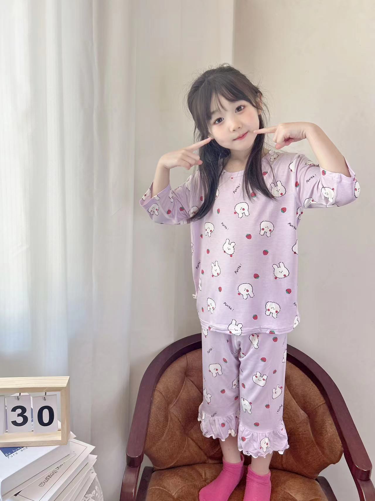 Girls Pajamas Set Summer half Sleeve Children's Sleepwear Set Boy Pajamas Sets for Kids homewear