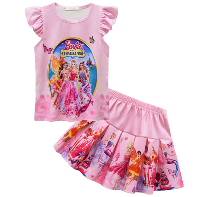 Hot-selling children's suit Cartoon Princess short-sleeved skirt two-piece summer set