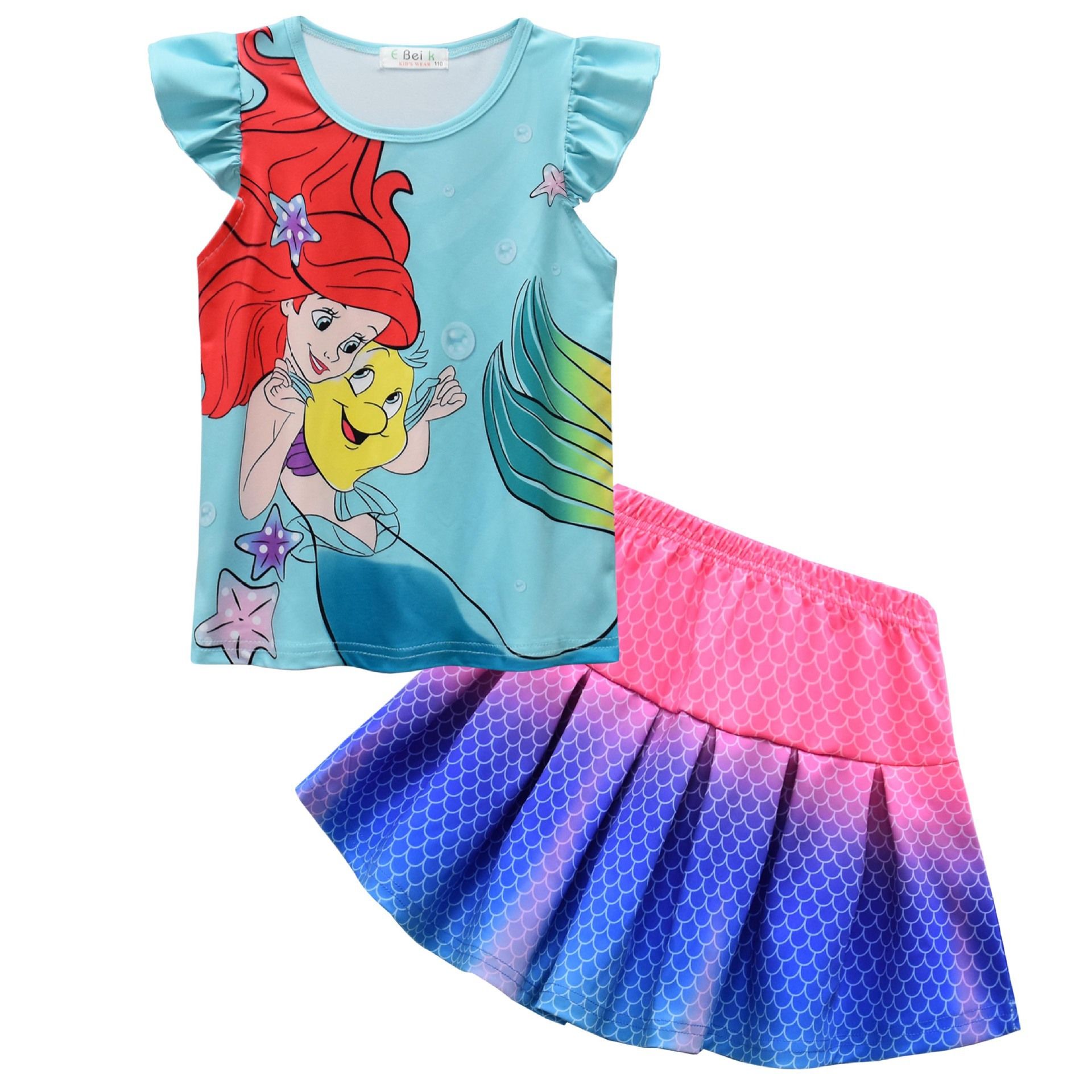 Hot-selling children's suit Cartoon Princess short-sleeved skirt two-piece summer set