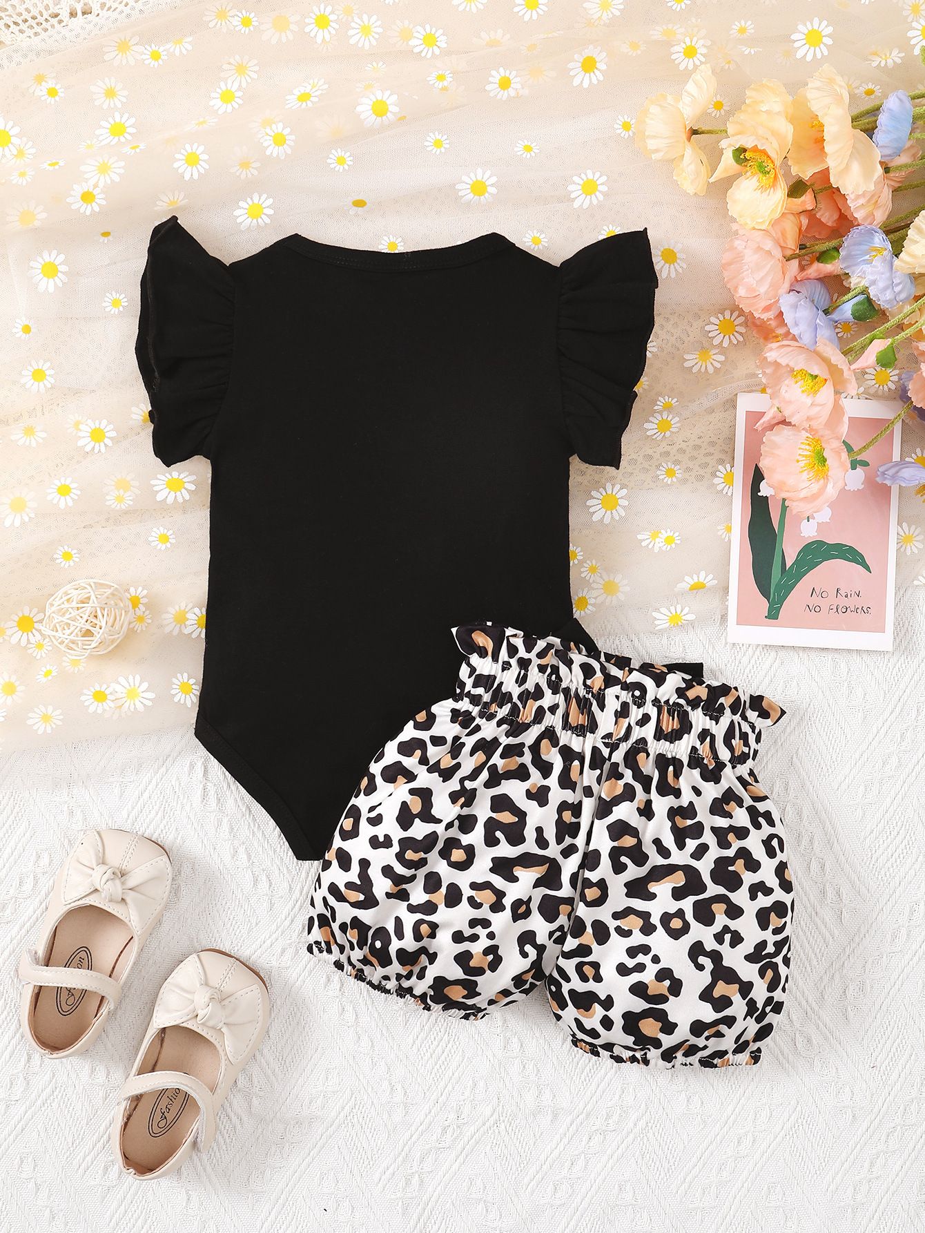 2024 hot sale cute baby clothes set leopard print shorts 2pcs girls outfit infant & toddlers clothing