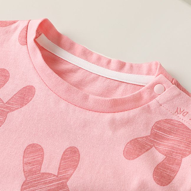 Girls' Pink Cotton Long-Sleeve T-Shirt with Bunny Print - Soft and Comfortable summer Top