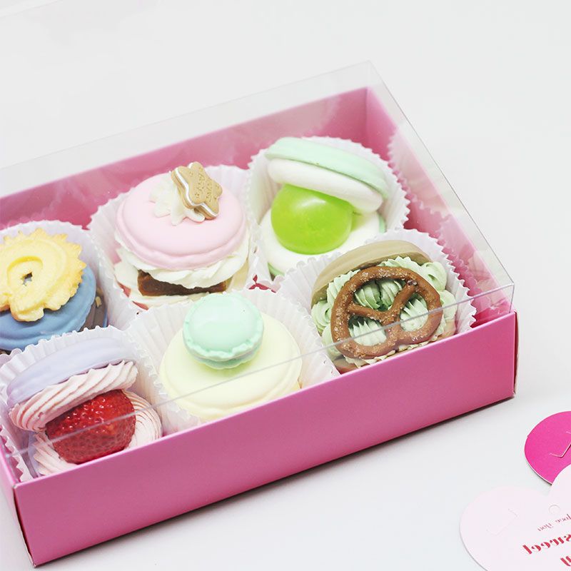 Macaron Pastry Sweet Gift Box Paper Box for cookies with clear Lid in color White