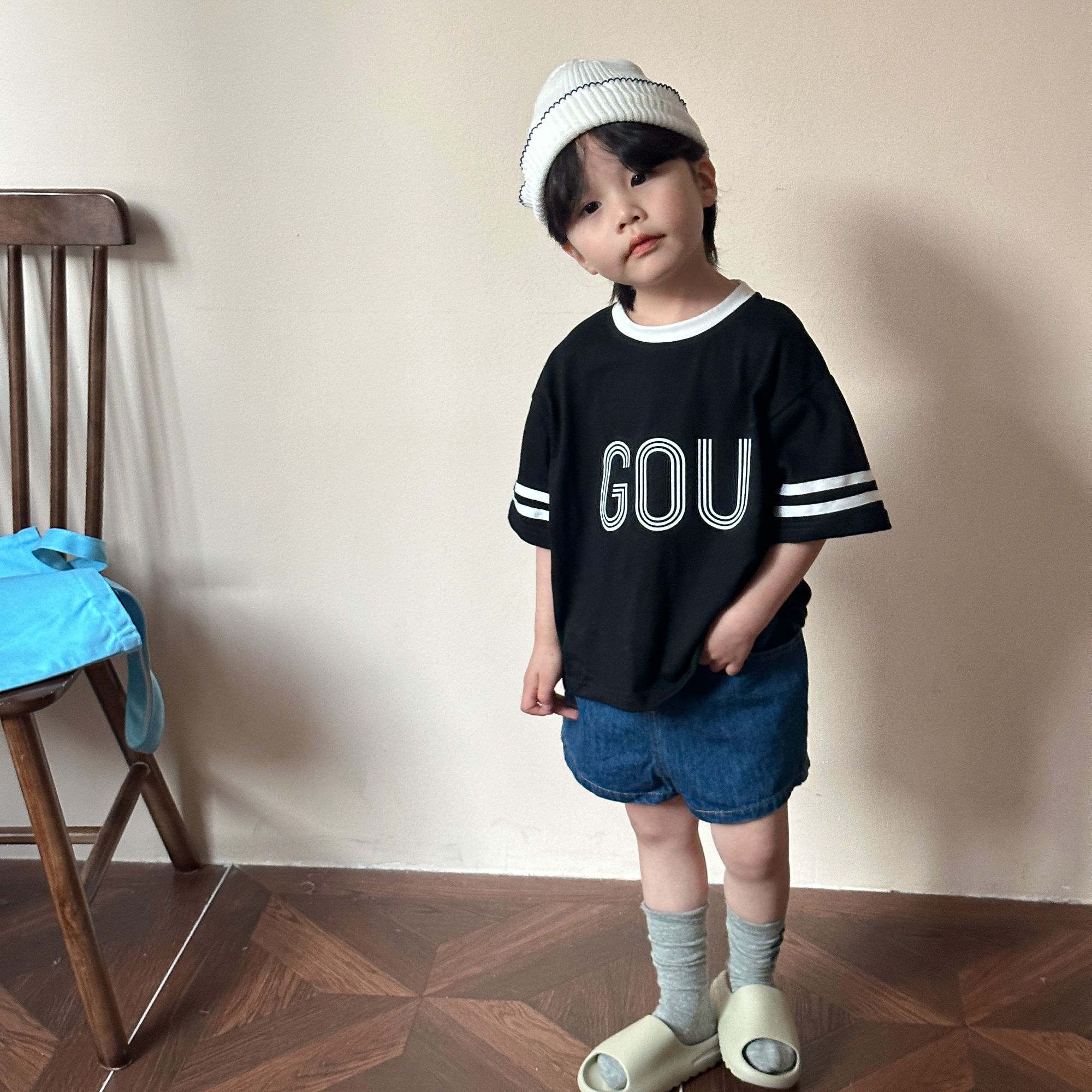 Children's short sleeved t-shirt, girls' pure cotton summer fashion 2024 new loose fit boys' summer clothes, baby half sleeved t